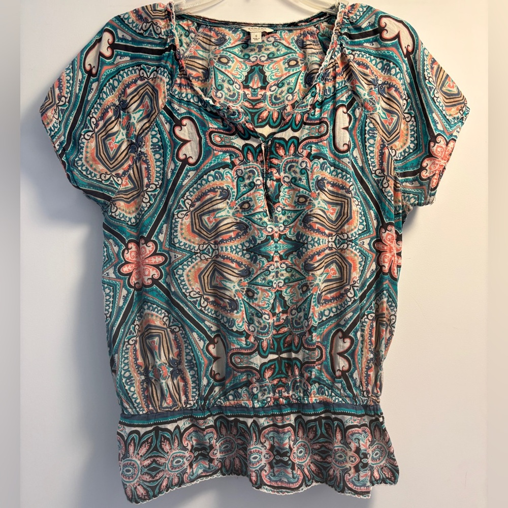 Sonoma cotton peplum patterned tunic top